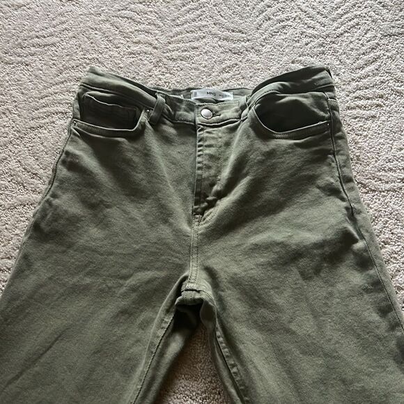 Mango Sienna flared cropped jeans size 10 In Army Green - Picture 6 of 15